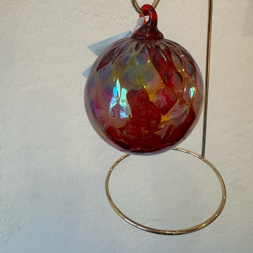 Glass Eye Studios Elegant Red blown Glass Ornament